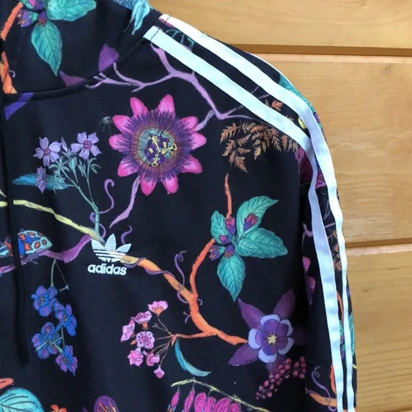 Adidas Poisonous Garden Flower Cropped Hoodie Sweatshirt Gym Workout Outfit M - Picture 11 of 12